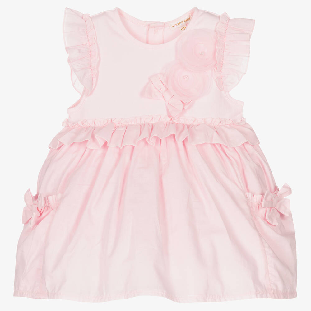 Mintini Baby - Baby Girls Pink Cotton Dress | Childrensalon