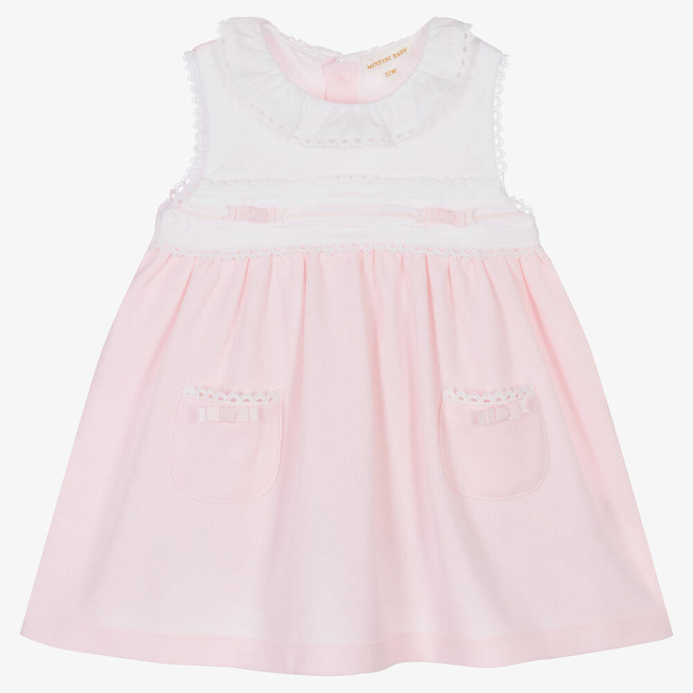 Mintini Baby - Baby Girls Pink Cotton Dress | Childrensalon