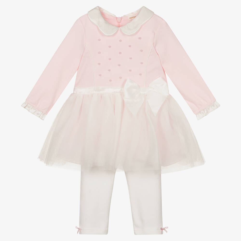 Mintini Baby - Baby Girls Pink Cotton Dress Set | Childrensalon