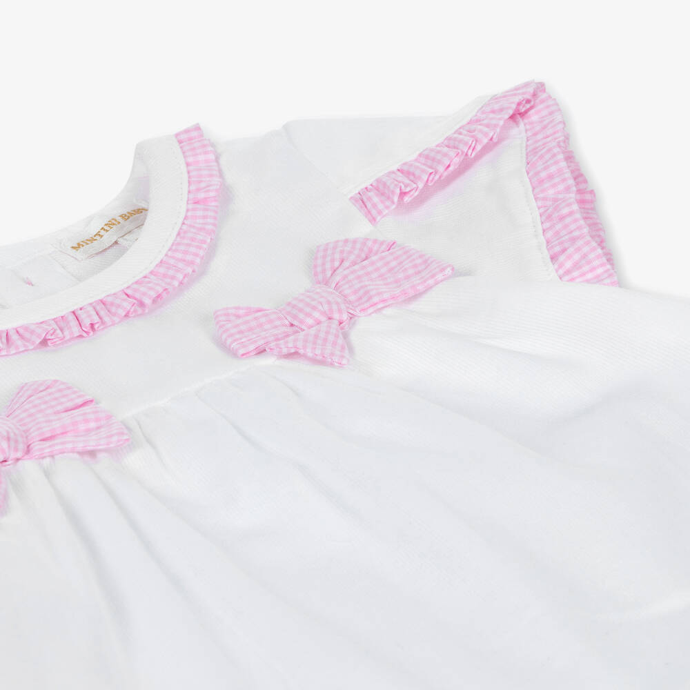 مينتيني بيبي-Baby Girls Pink Cotton Gingham Shorts Set | Childrensalon Outlet