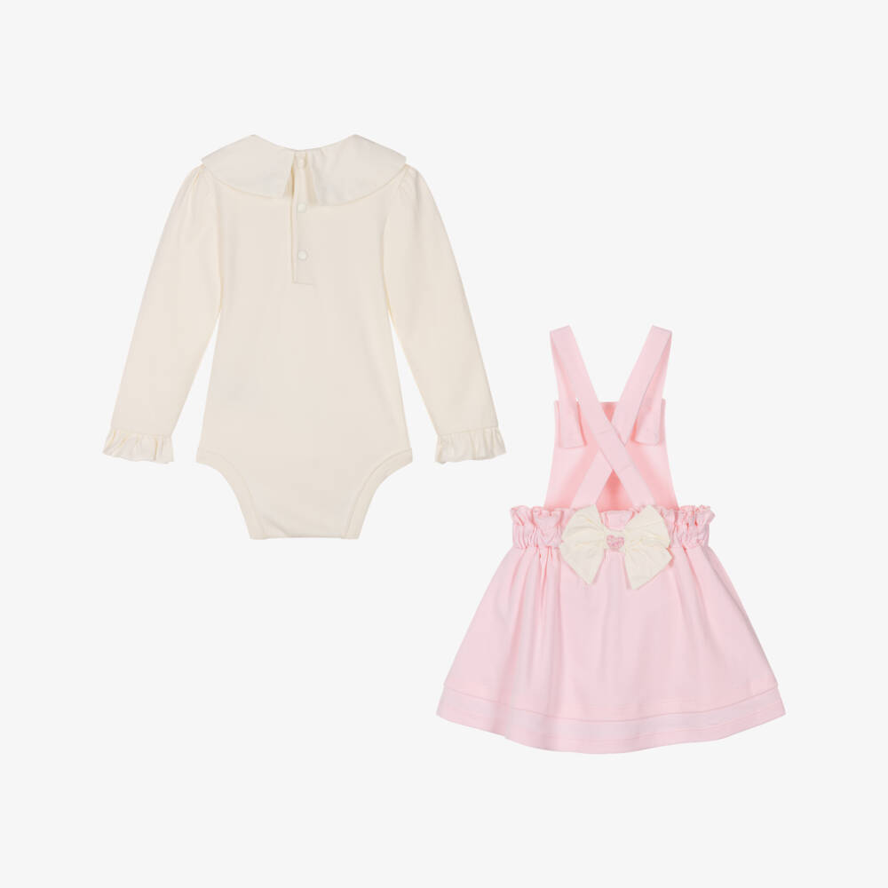 Mintini Baby-Baby Girls Pink Cotton Jersey Skirt Set with Hearts & Bows | Childrensalon Outlet