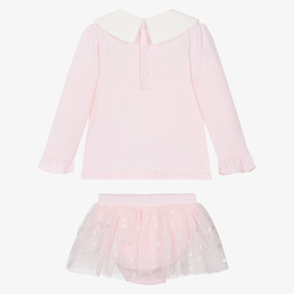 Mintini Baby-Baby Girls Pink Cotton Jersey Top & Tulle Skirt Set | Childrensalon Outlet