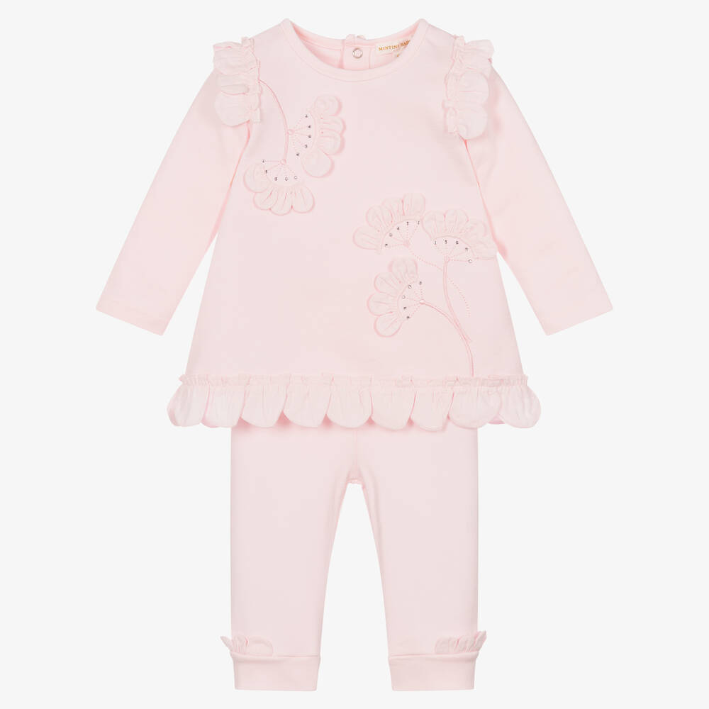 Mintini Baby - Baby Girls Pink Cotton Leggings Set | Childrensalon