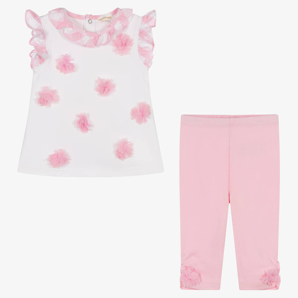 Mintini Baby-Baby Girls Pink Cotton Leggings Set | Childrensalon Outlet