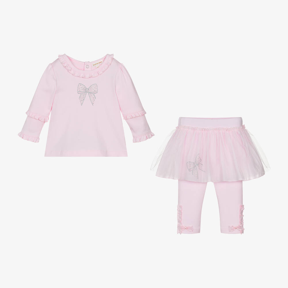 Mintini Baby-Baby Girls Pink Cotton Leggings Set | Childrensalon Outlet