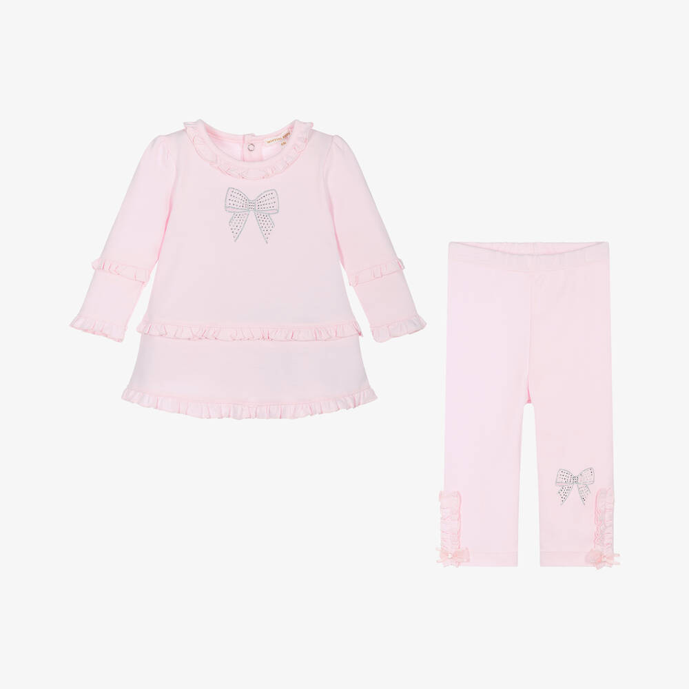 Mintini Baby-Baby Girls Pink Cotton Leggings Set | Childrensalon Outlet
