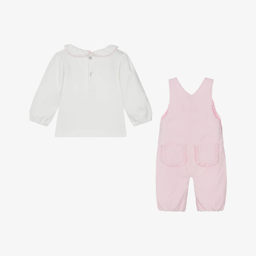 Mintini Baby-Baby Girls Pink Cotton Needlecord Dungaree Set | Childrensalon Outlet