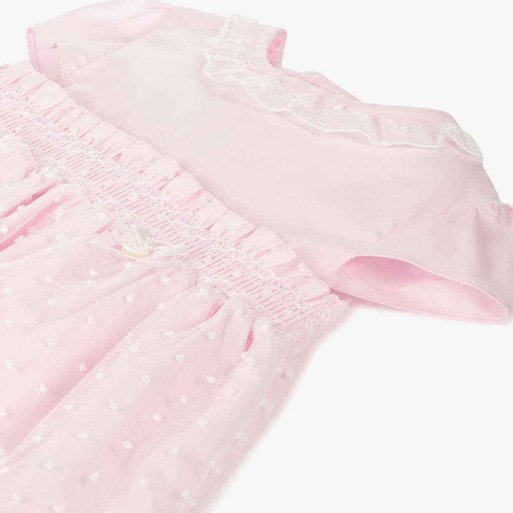 Mintini Baby-Baby Girls Pink Cotton & Organza Dress | Childrensalon Outlet