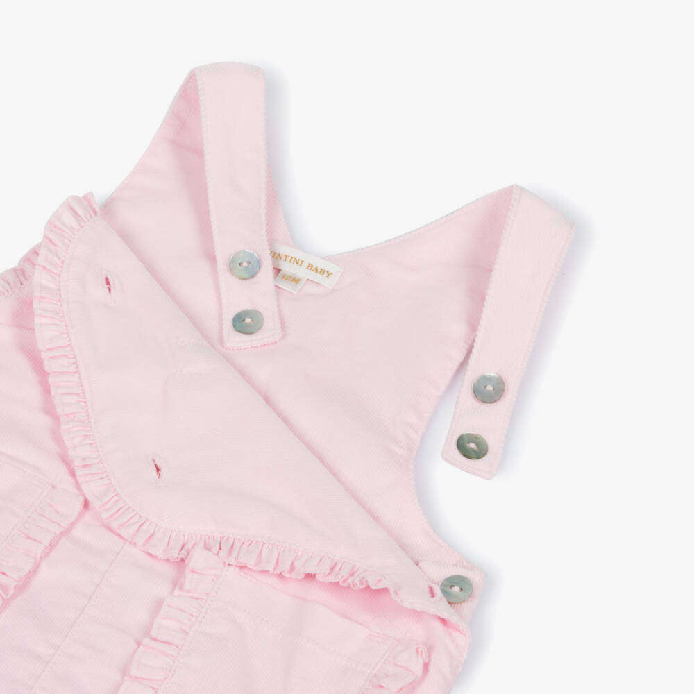 Mintini Baby-Baby Girls Pink Cotton Pinafore Dress Set with Ruffle Trim | Childrensalon Outlet