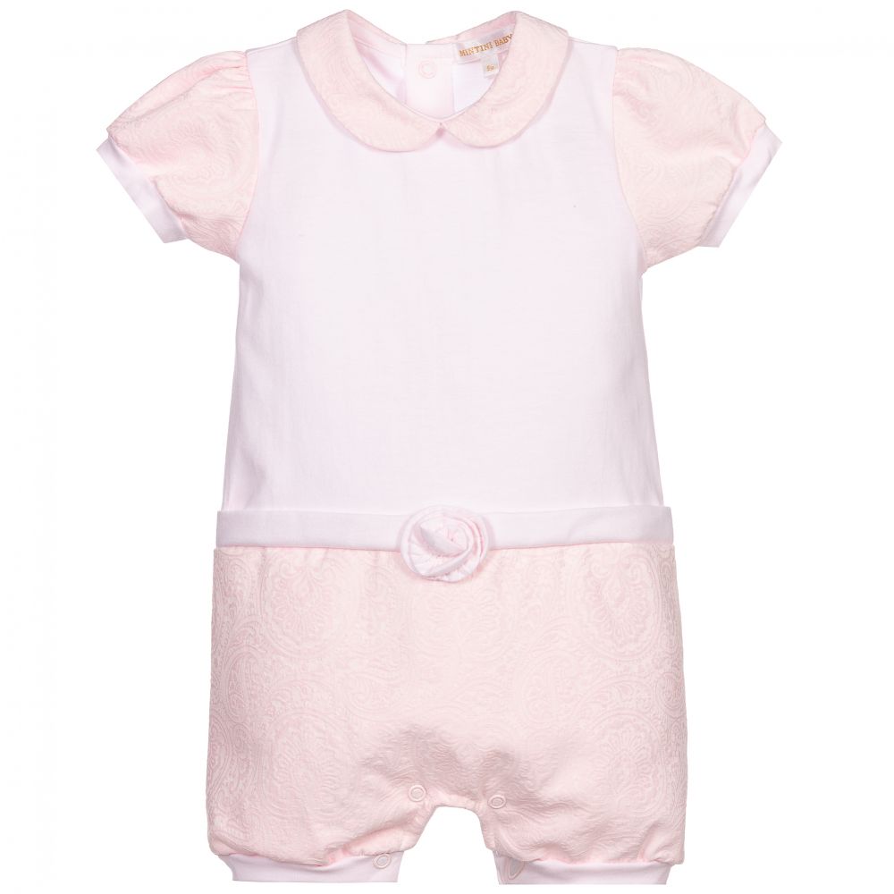Mintini Baby - Baby Girls Pink Cotton Shortie | Childrensalon
