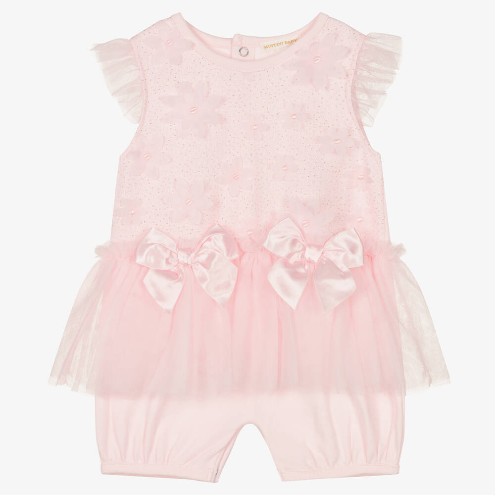 Mintini Baby-Baby Girls Pink Cotton Shortie | Childrensalon Outlet