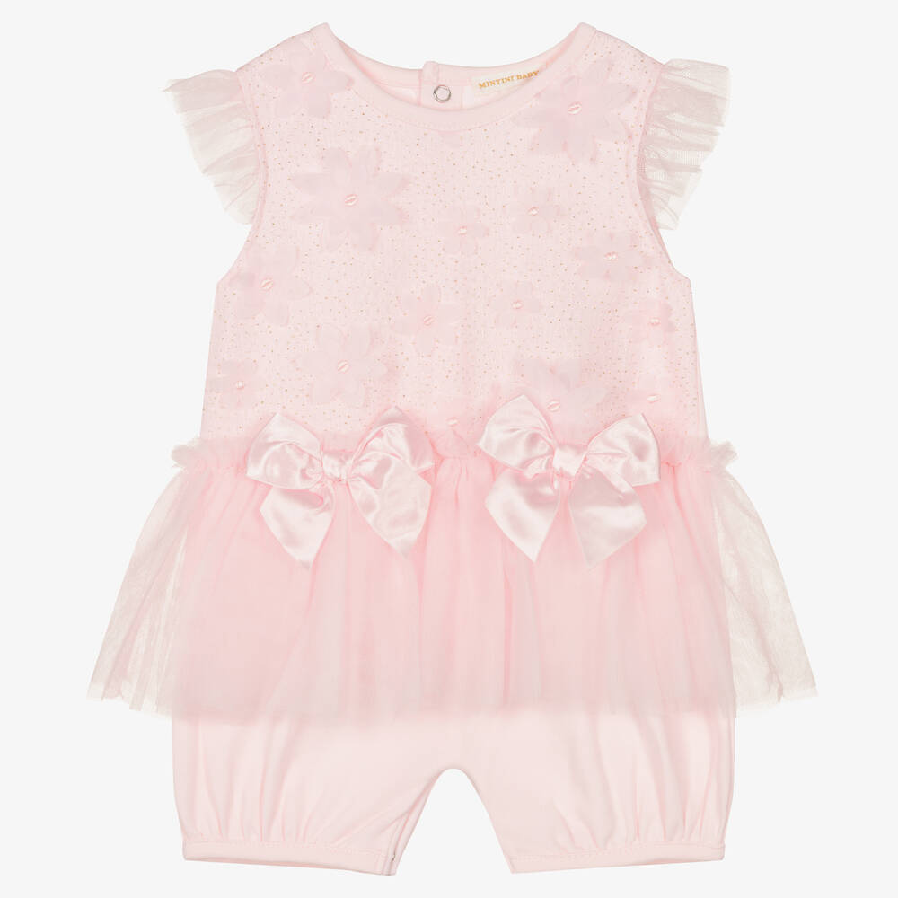 Mintini Baby - Baby Girls Pink Cotton Shortie | Childrensalon