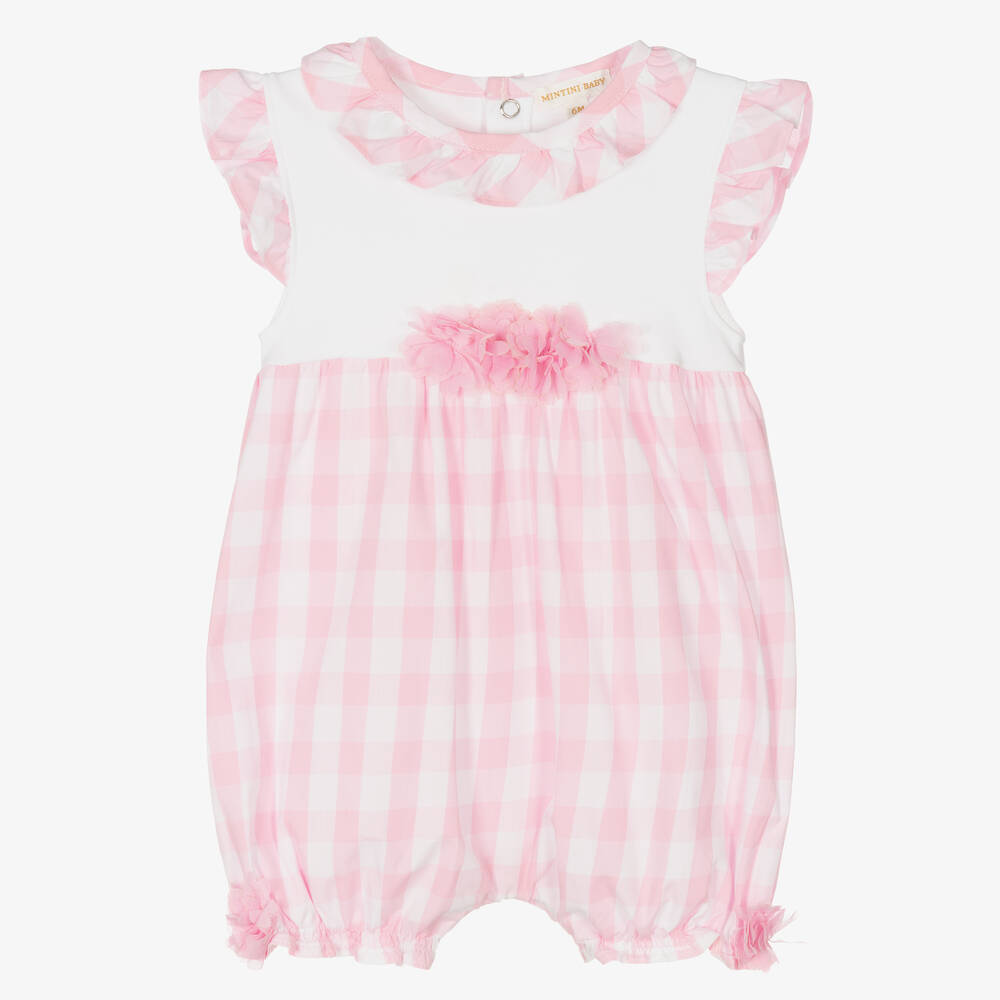 Mintini Baby - Baby Girls Pink Cotton Shortie | Childrensalon