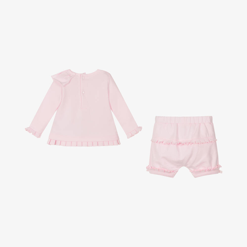 Mintini Baby-Baby Girls Pink Cotton Shorts Set | Childrensalon Outlet