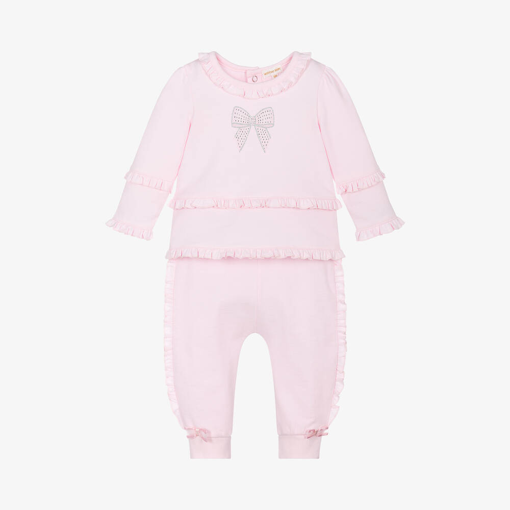 Mintini Baby-Baby Girls Pink Cotton Tracksuit | Childrensalon Outlet