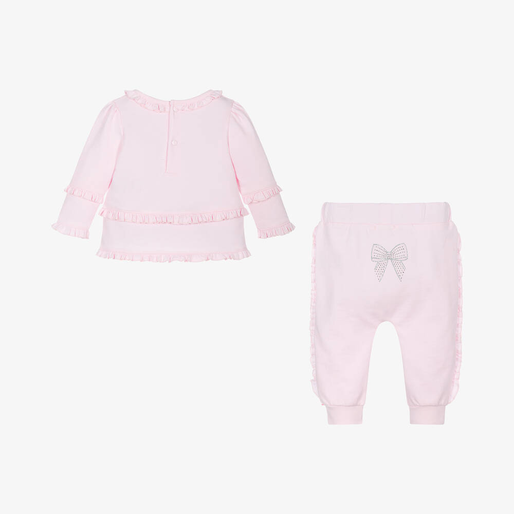 Mintini Baby-Baby Girls Pink Cotton Tracksuit | Childrensalon Outlet