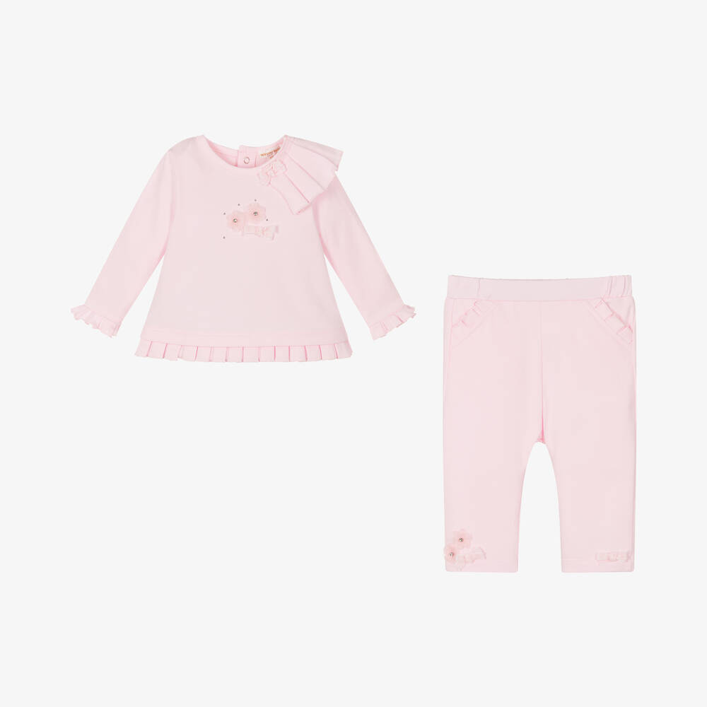 Mintini Baby-Baby Girls Pink Cotton Trouser Set | Childrensalon Outlet