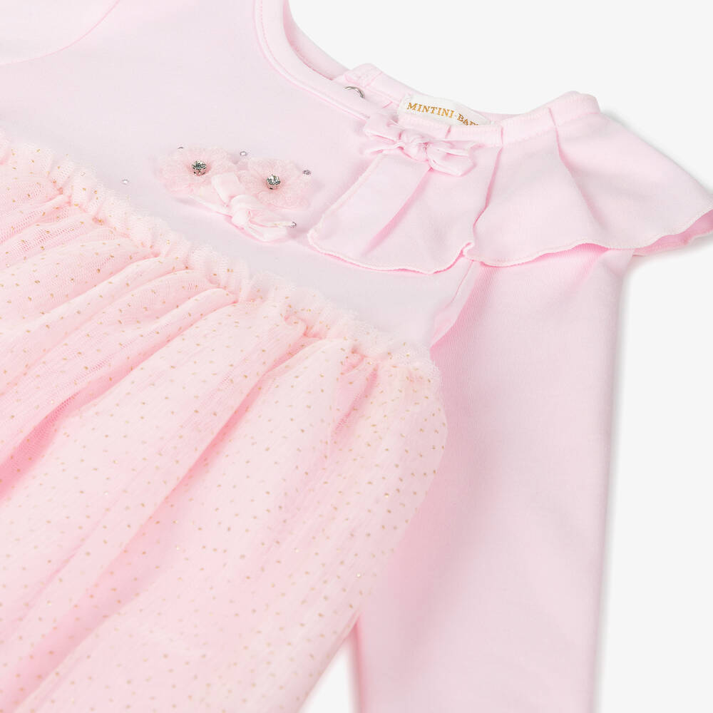 Mintini Baby-Baby Girls Pink Cotton & Tulle Dress | Childrensalon Outlet