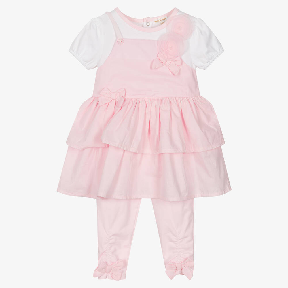 Mintini Baby - Baby Girls Pink Dress & Leggings Set | Childrensalon