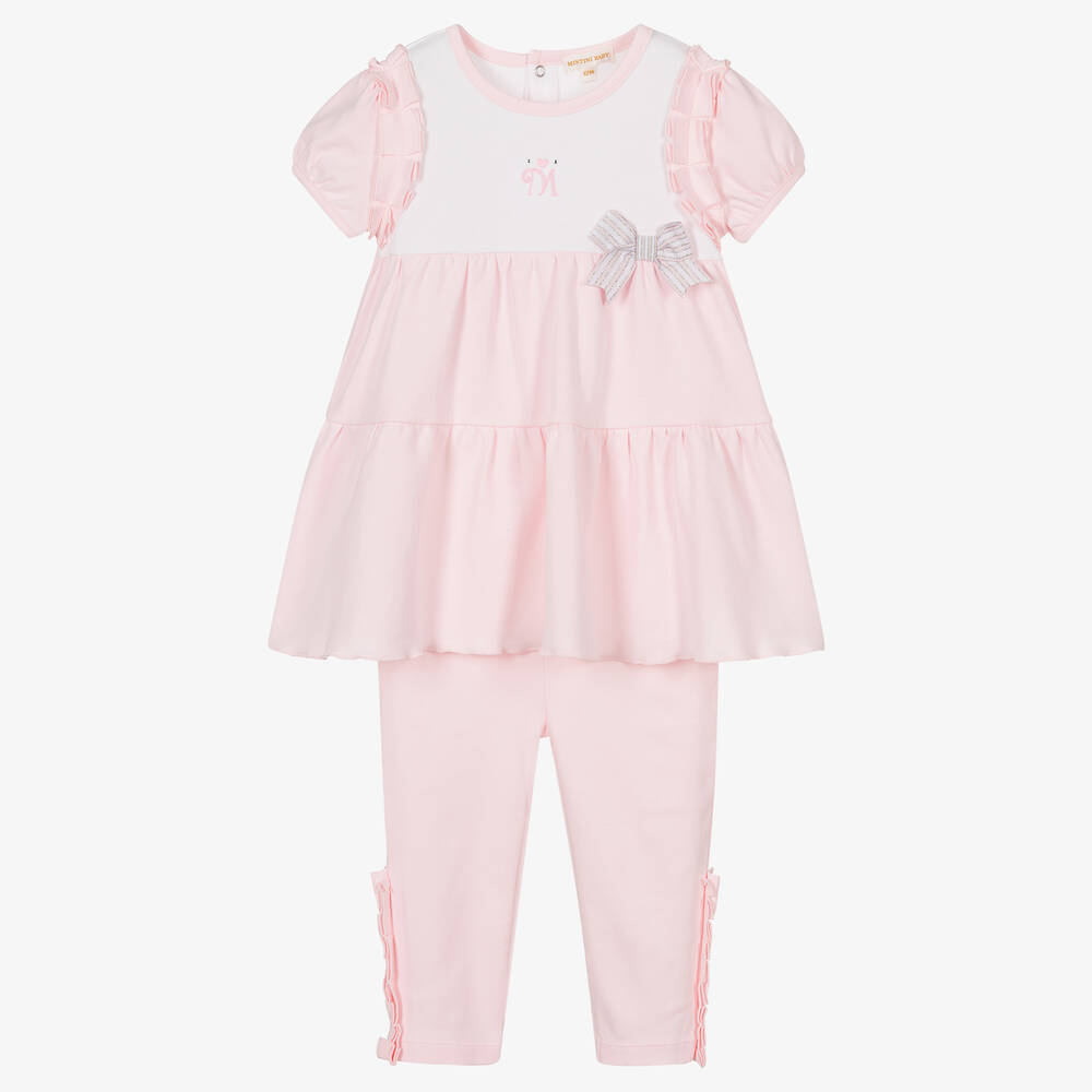 Mintini Baby - Baby Girls Pink Dress & Leggings Set