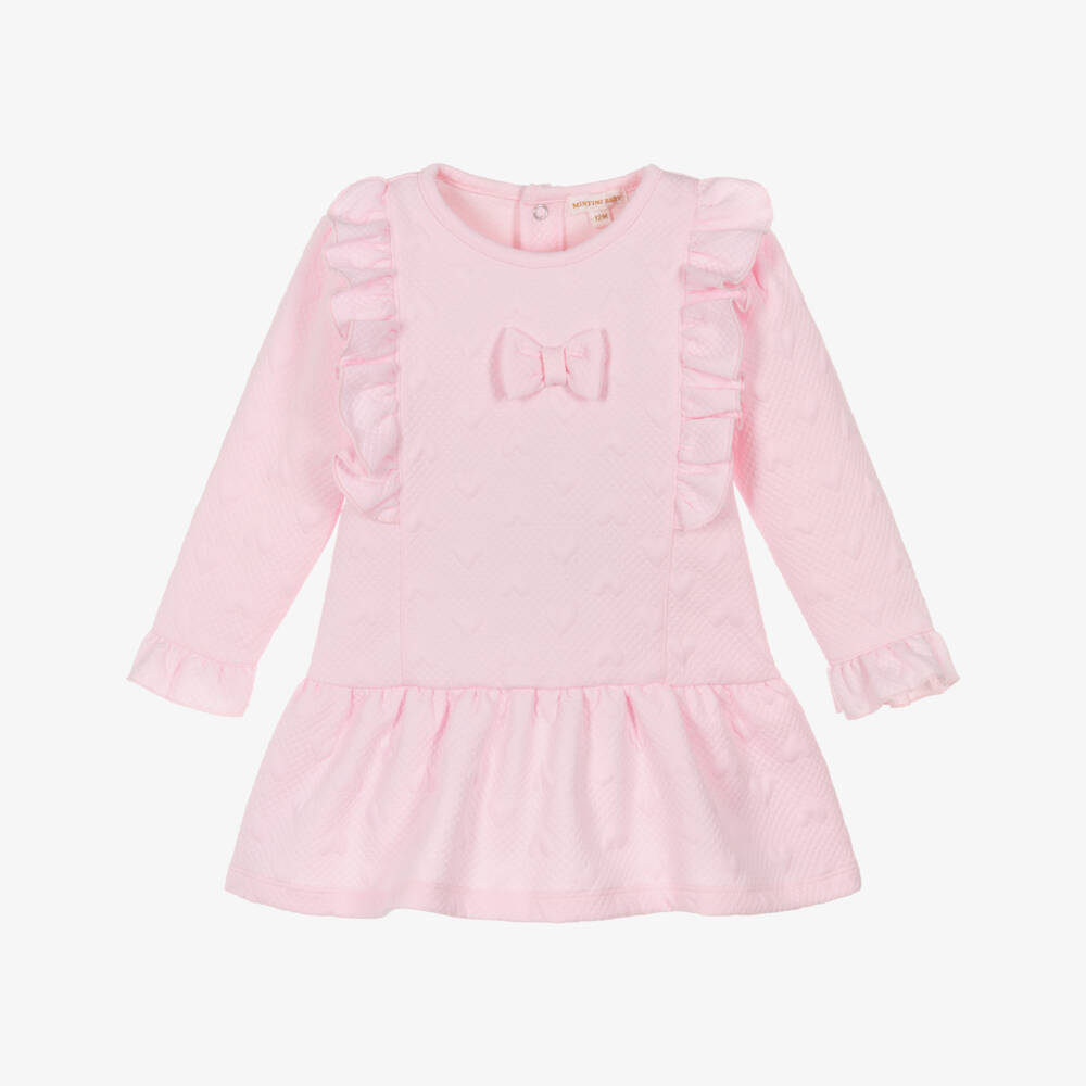 Mintini Baby-Baby Girls Pink Jersey Dress with Ruffles & Bow | Childrensalon Outlet