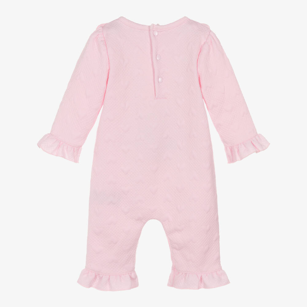 Mintini Baby-Baby Girls Pink Jersey Romper with Quilted Hearts | Childrensalon Outlet