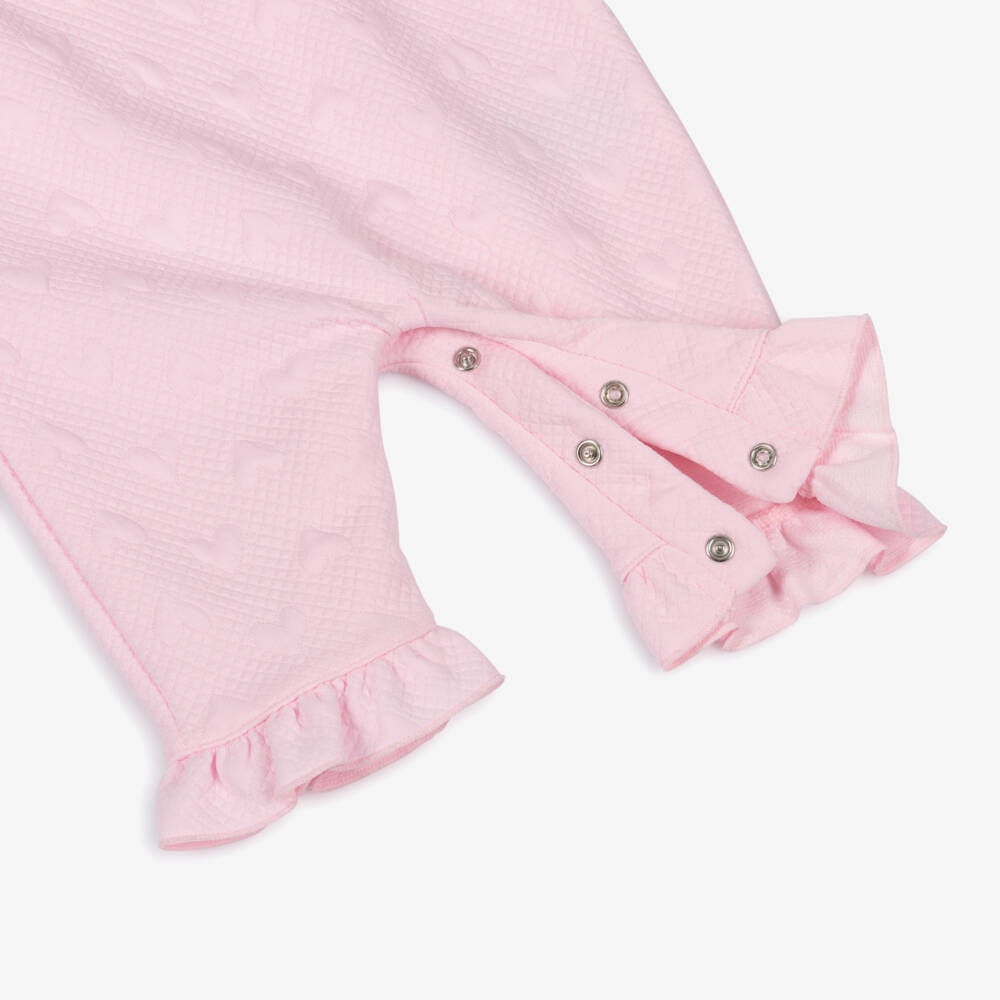Mintini Baby-Baby Girls Pink Jersey Romper with Quilted Hearts | Childrensalon Outlet