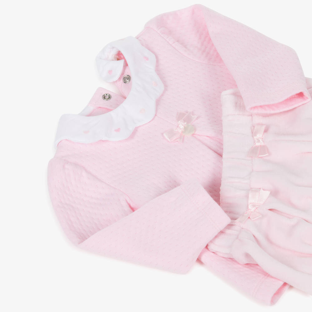 Mintini Baby-Baby Girls Pink Jersey & Velour Shorts Set | Childrensalon Outlet
