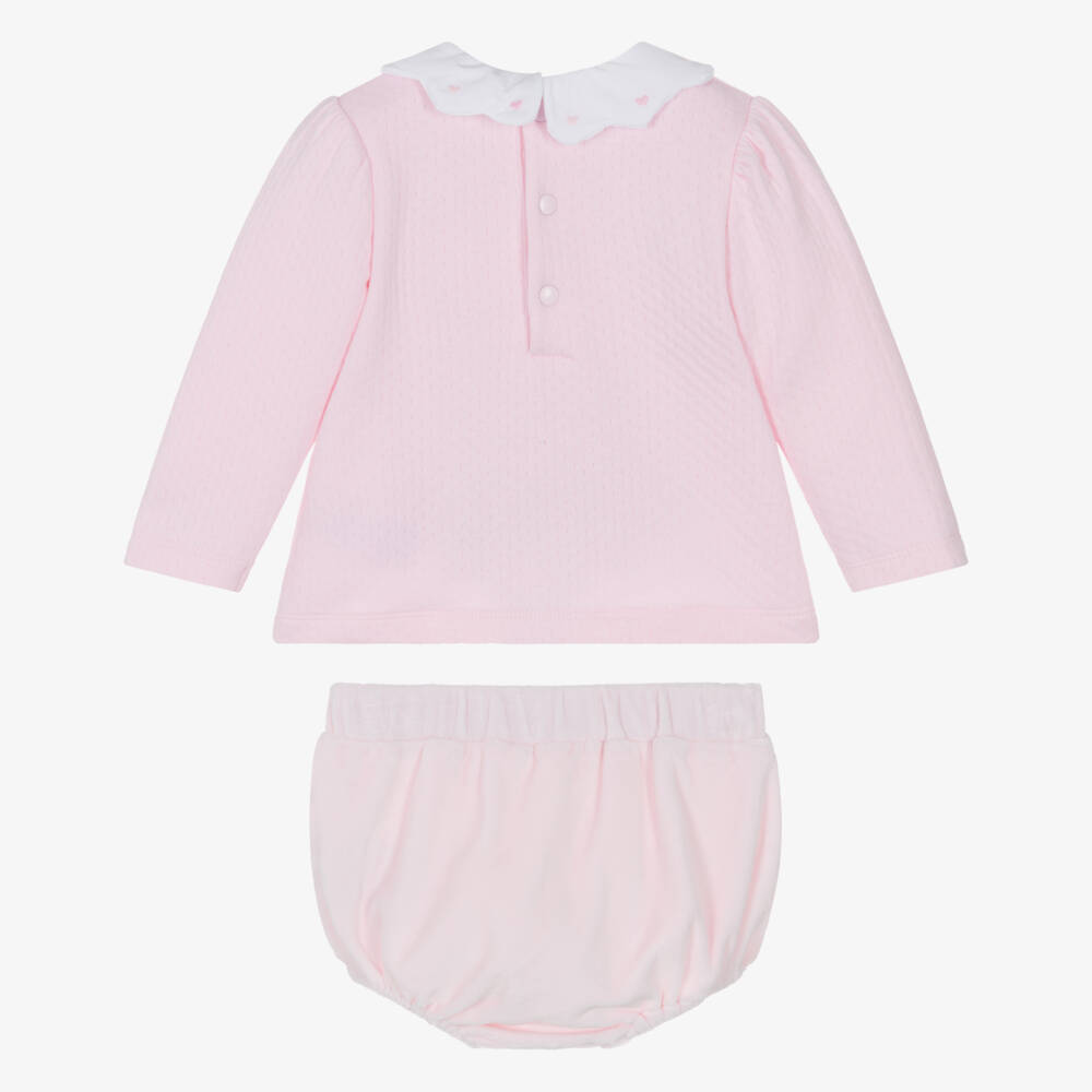 Mintini Baby-Baby Girls Pink Jersey & Velour Shorts Set | Childrensalon Outlet