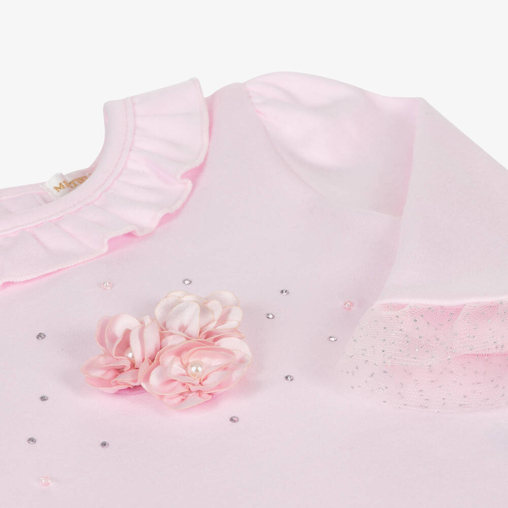 Mintini Baby-Baby Girls Pink Jersey & Velour Trouser Set | Childrensalon Outlet