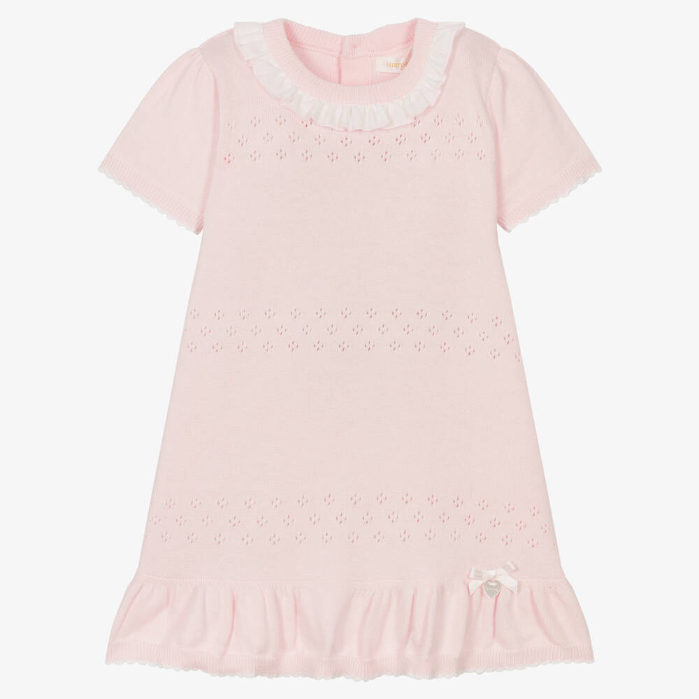 Mintini Baby - Baby Girls Pink Knitted Dress | Childrensalon