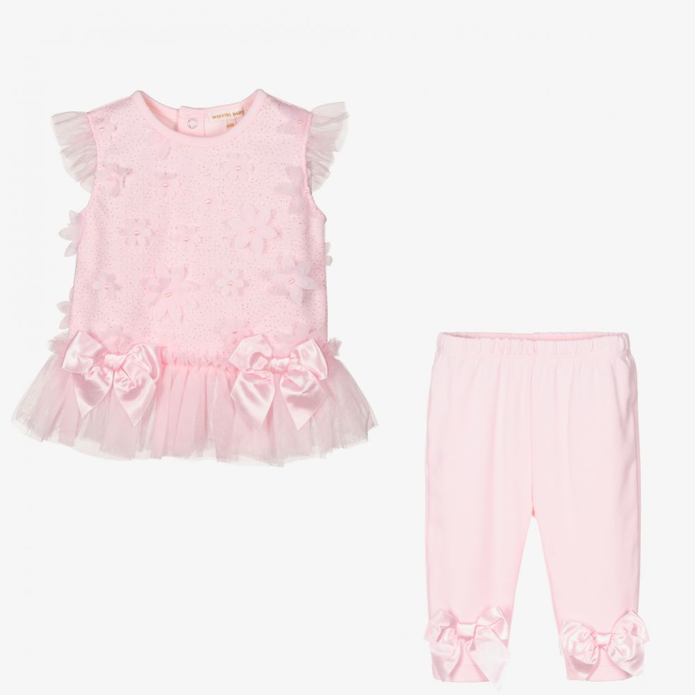 Mintini Baby-Baby Girls Pink Leggings Set | Childrensalon Outlet