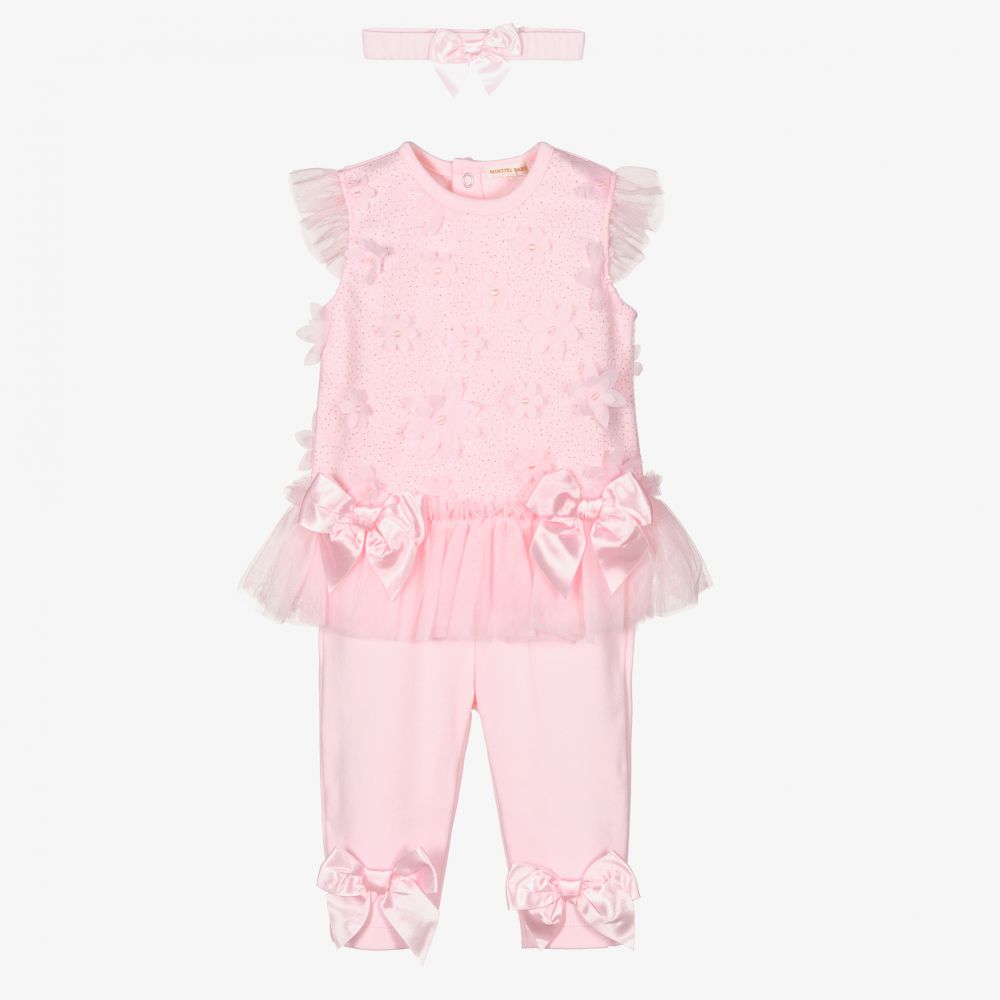 Mintini Baby - Baby Girls Pink Leggings Set | Childrensalon