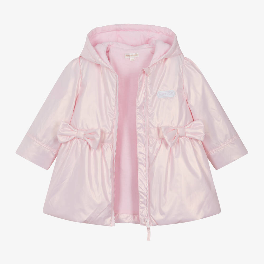 Mintini Baby-Baby Girls Pink Padded Bow Jacket | Childrensalon Outlet