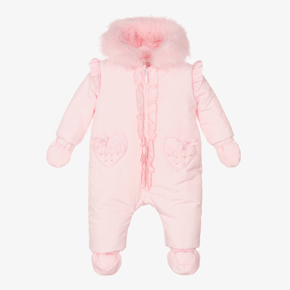 Mintini Baby - Baby Girls Pink Padded Snowsuit | Childrensalon