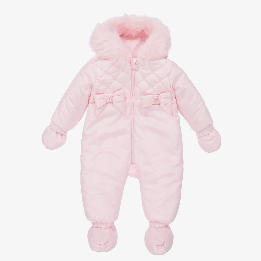 Mintini Baby - Baby Girls Pink Padded Snowsuit | Childrensalon