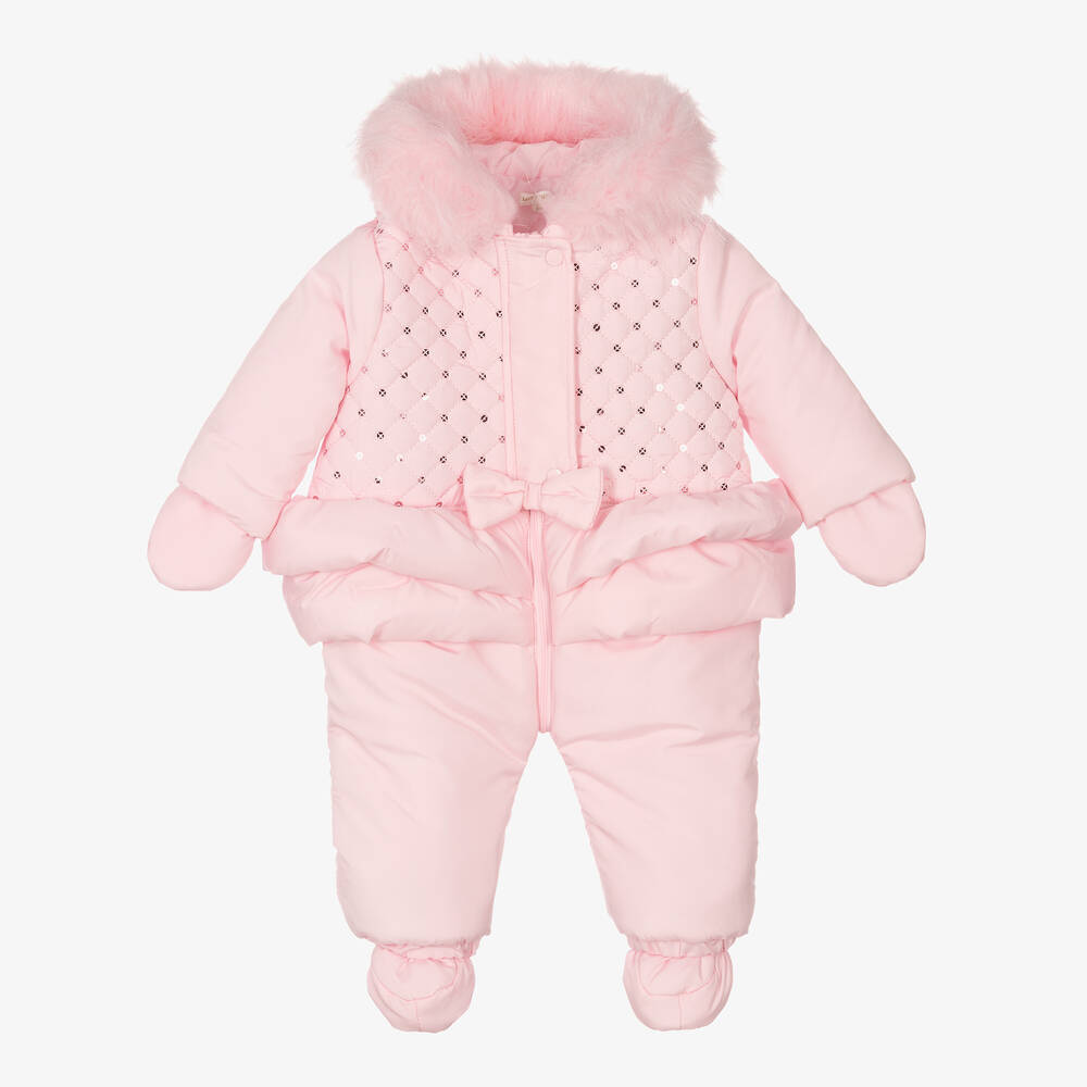 Mintini Baby - Baby Girls Pink Padded Snowsuit | Childrensalon