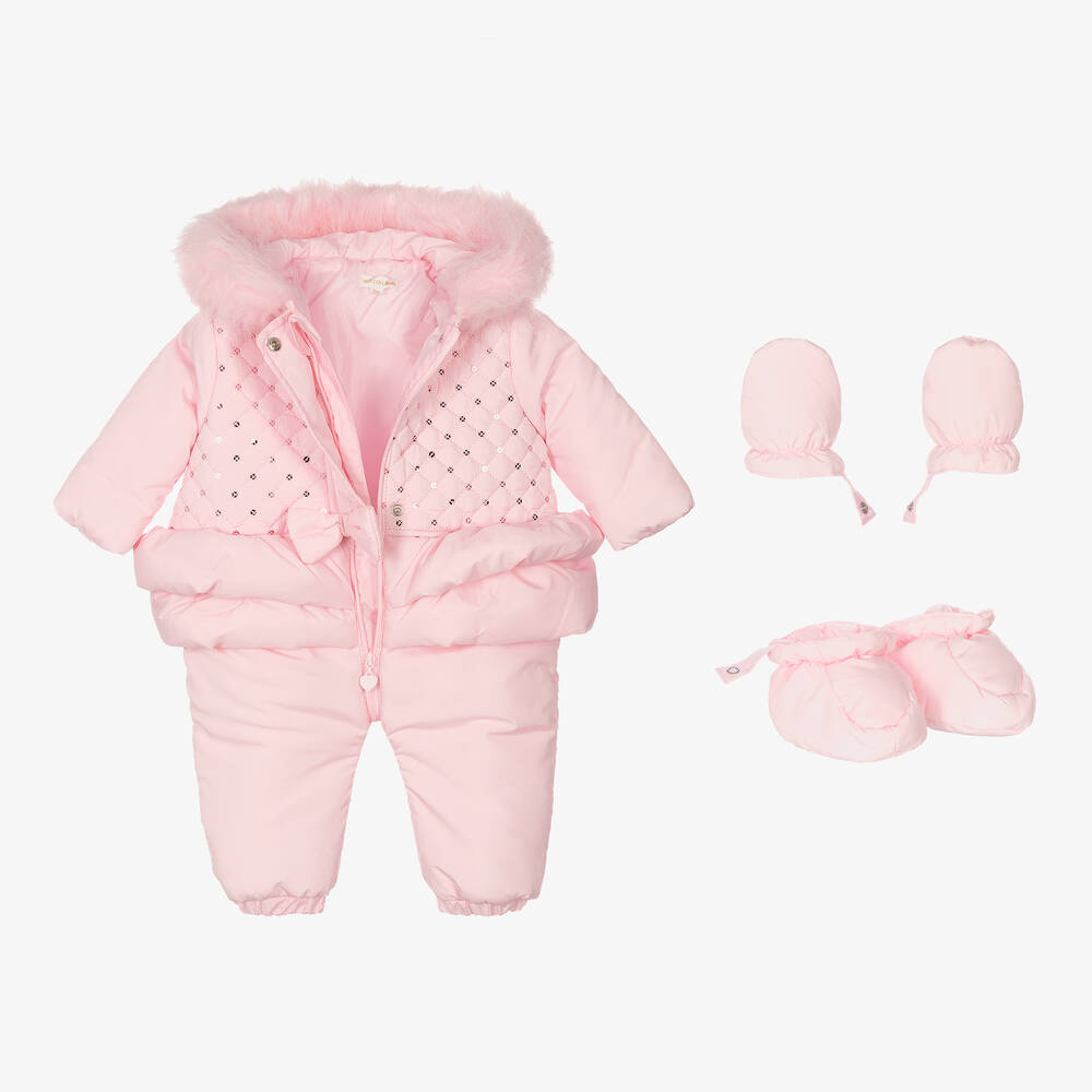 Mintini Baby Baby Girls Pink Padded Snowsuit