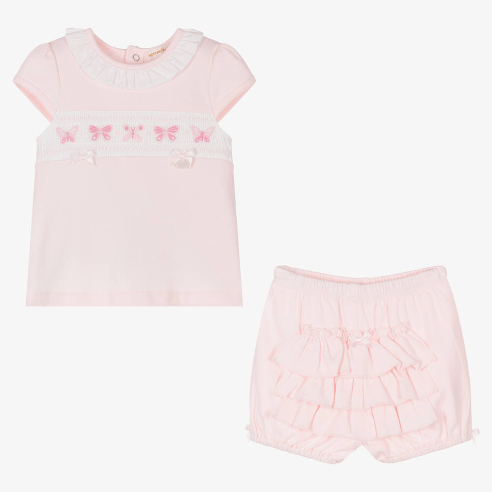 Mintini Baby-Baby Girls Pink Shorts Set | Childrensalon Outlet