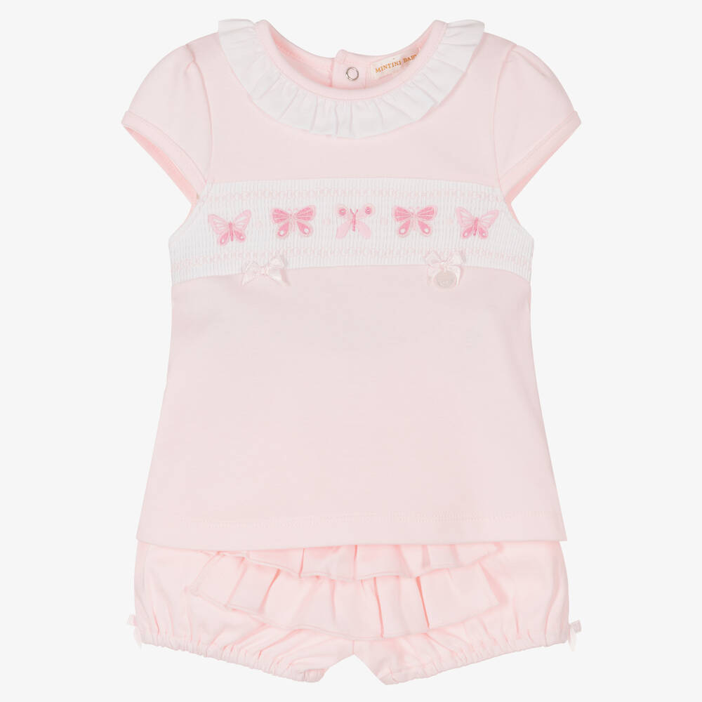 Mintini Baby - Baby Girls Pink Shorts Set | Childrensalon
