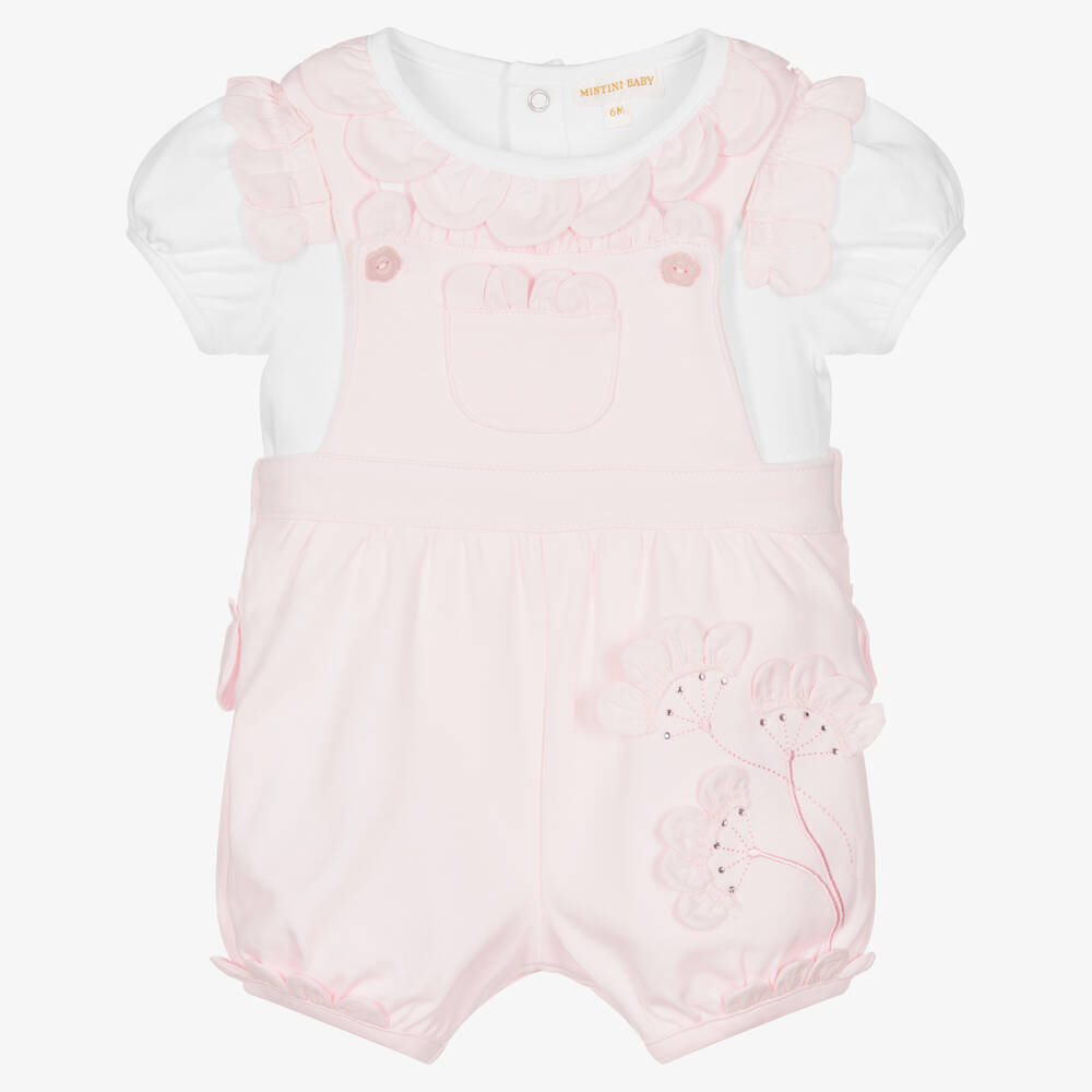 Mintini Baby - Baby Girls Pink Shorts Set | Childrensalon