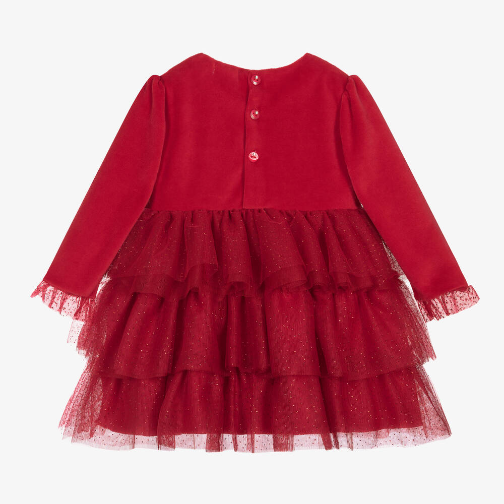 Mintini Baby-Baby Girls Red Velour & Tulle Dress | Childrensalon Outlet