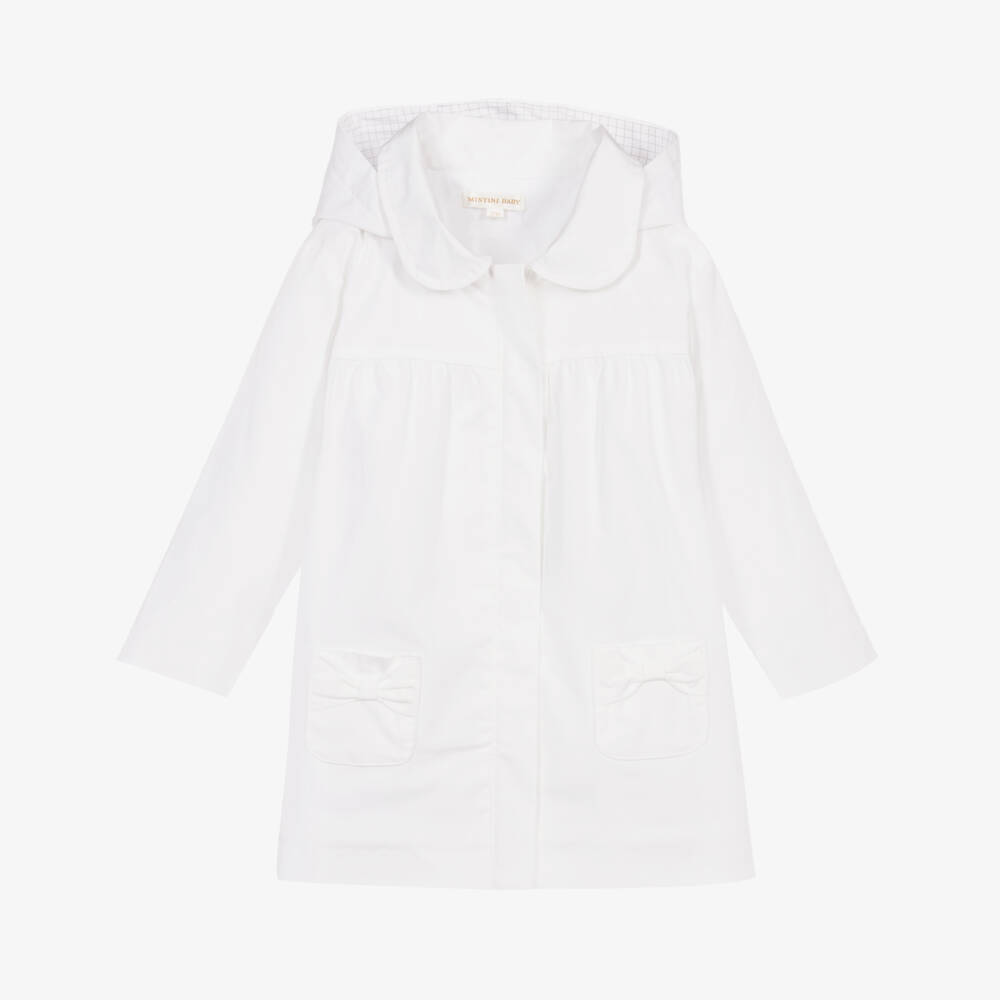 Mintini Baby-Baby Girls White Cotton Jacket | Childrensalon Outlet