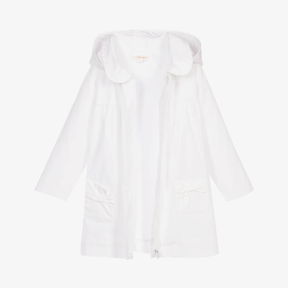 Mintini Baby-Baby Girls White Cotton Jacket | Childrensalon Outlet