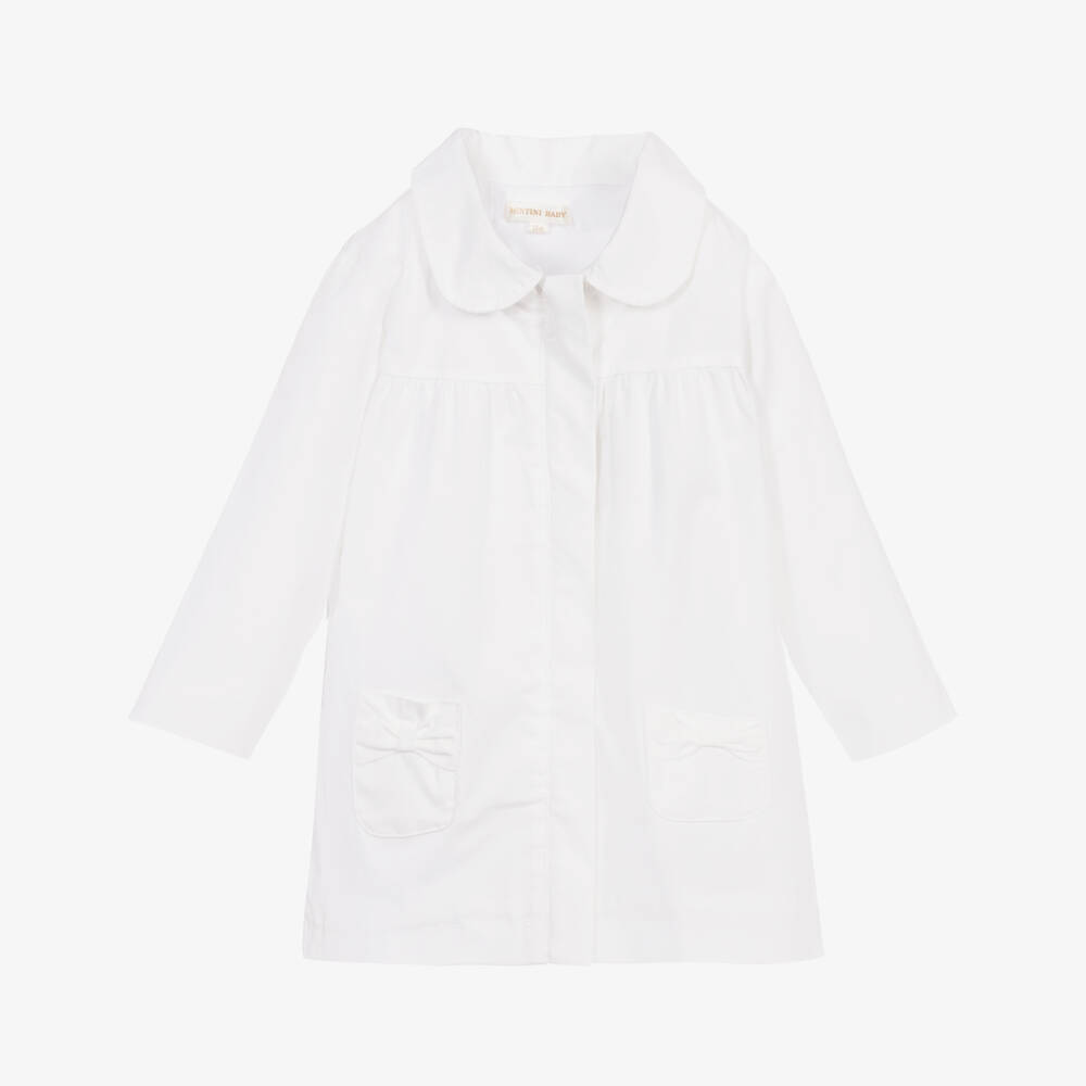 Mintini Baby-Baby Girls White Cotton Jacket | Childrensalon Outlet
