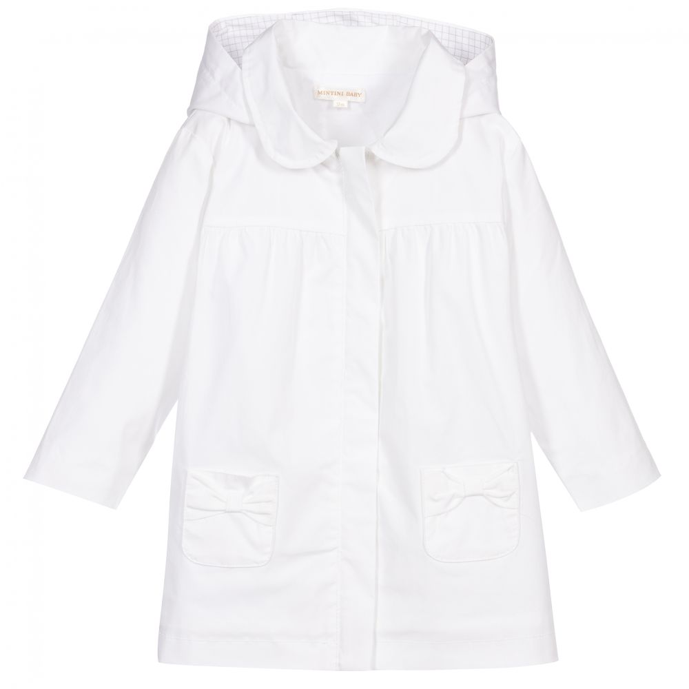 Mintini Baby - Baby Girls White Cotton Jacket | Childrensalon