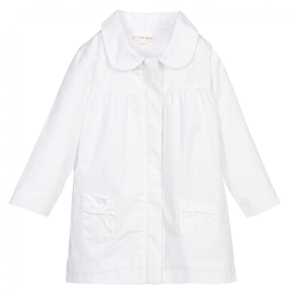 مينتيني بيبي-Baby Girls White Cotton Jacket | Childrensalon Outlet