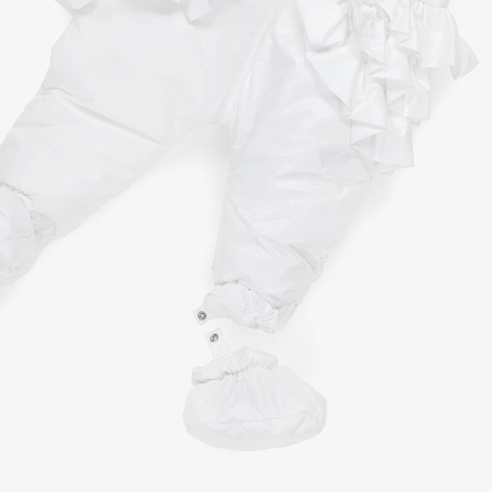 Mintini Baby-Baby Girls White Padded Snowsuit with Mittens & Booties | Childrensalon Outlet