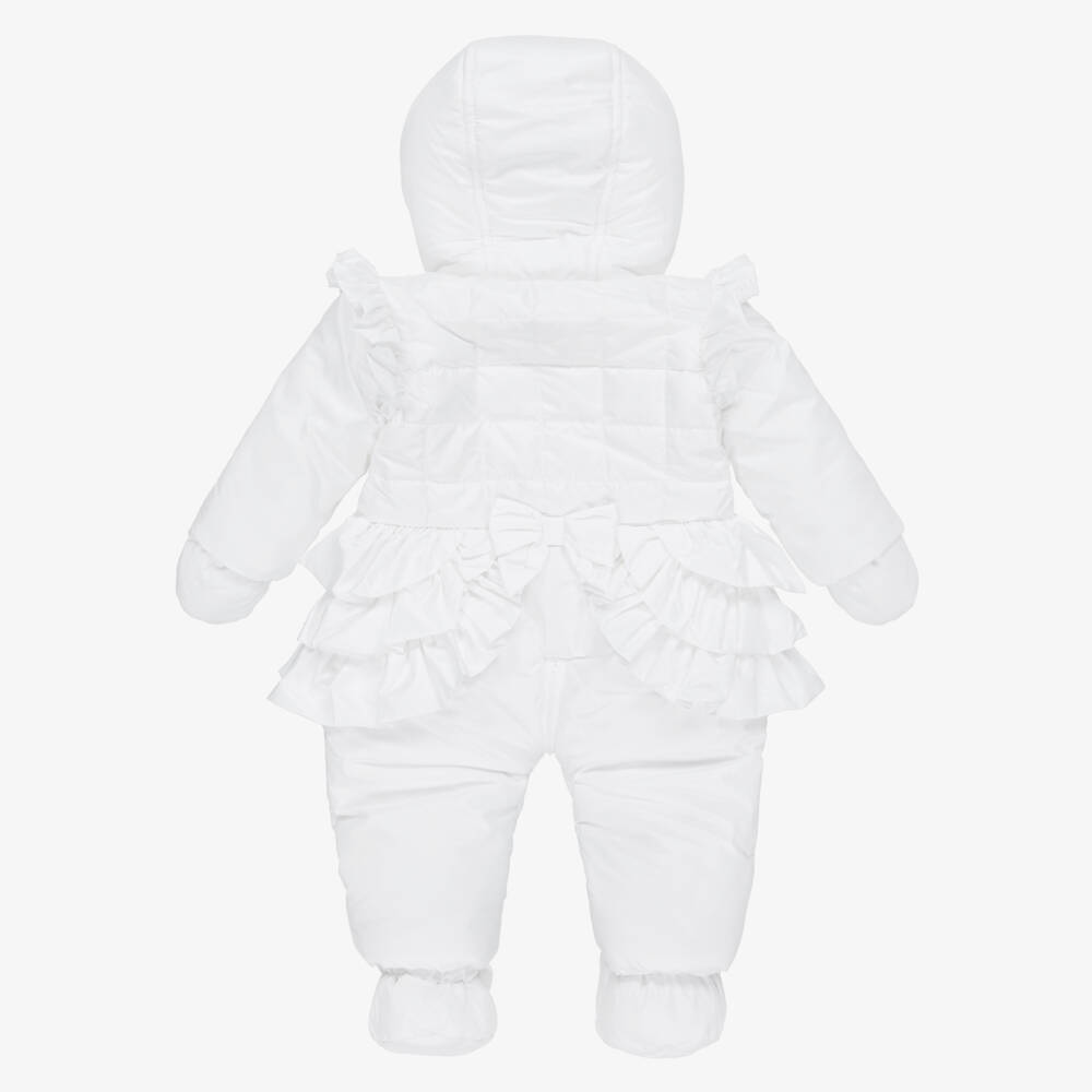 Mintini Baby-Baby Girls White Padded Snowsuit with Mittens & Booties | Childrensalon Outlet