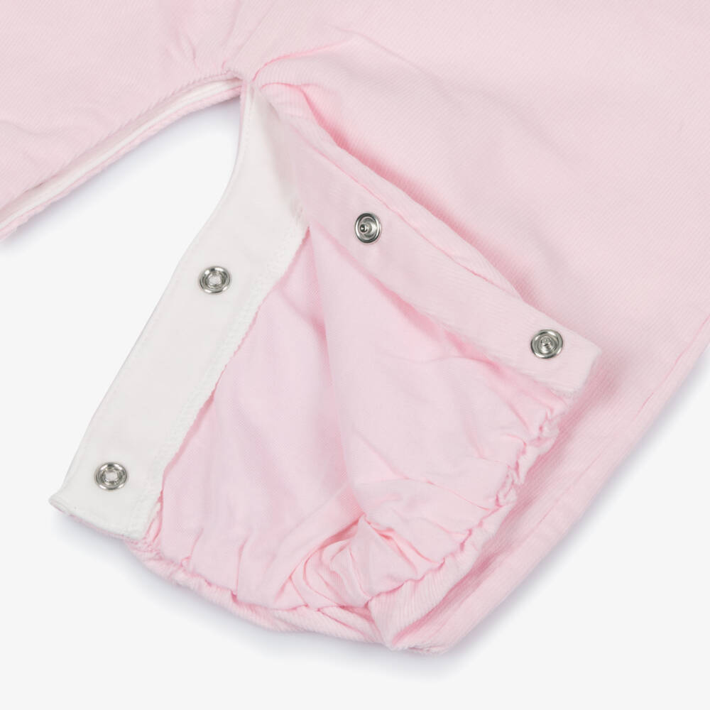 Mintini Baby-Baby Girls White & Pink Cotton Romper | Childrensalon Outlet